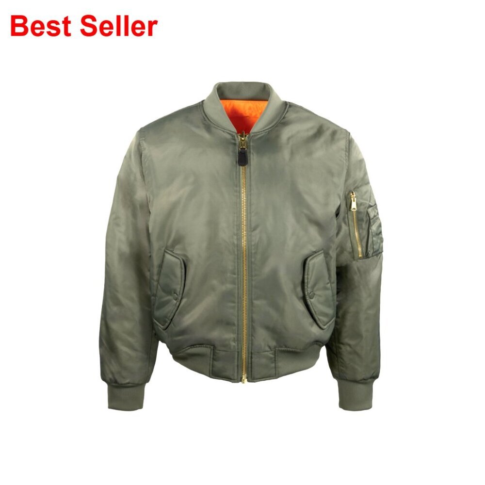 MA-1 Flight Jacket, Reversible Quilted Bomber, Zip Up